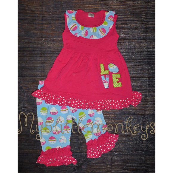 Boutique Easter Love Tunic Dress Girls Outfit Set